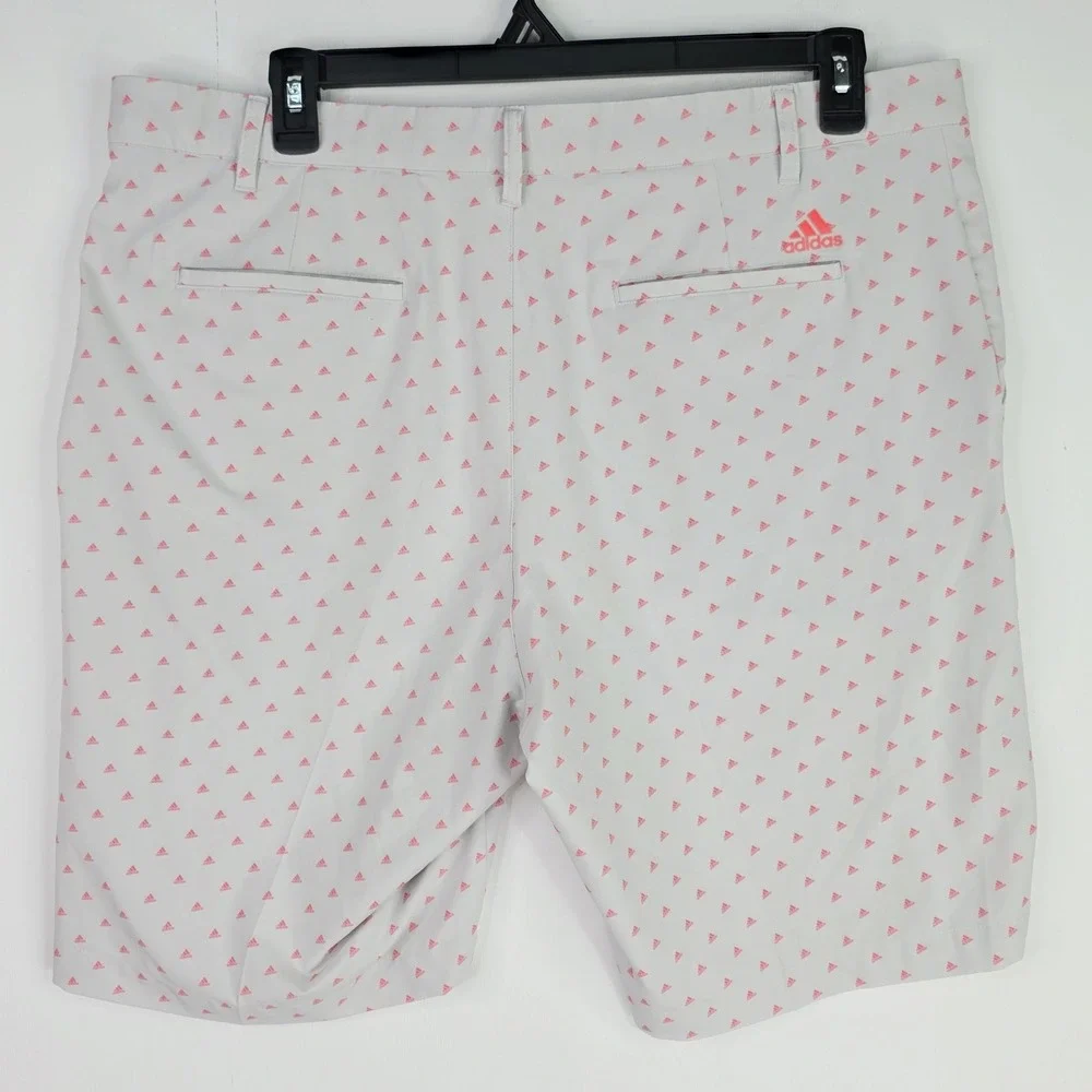 Adidas 365 Mens Golf Shorts Size 38 Gray Pink All Over Logo Print 9